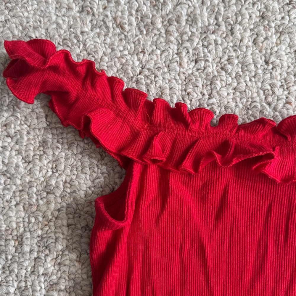 Red Ruffled Off-Shoulder Top - Picture 2 of 3